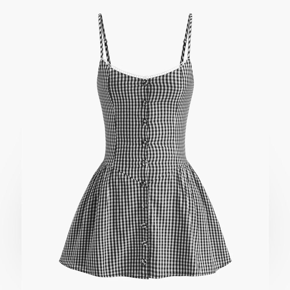 Commense Monochrome Gingham Mini Dress